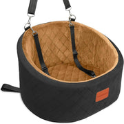 Dog Car Seat Booster Bed Memory Foam Washable Travel Seat w/ 2 Leashes - Kwikley