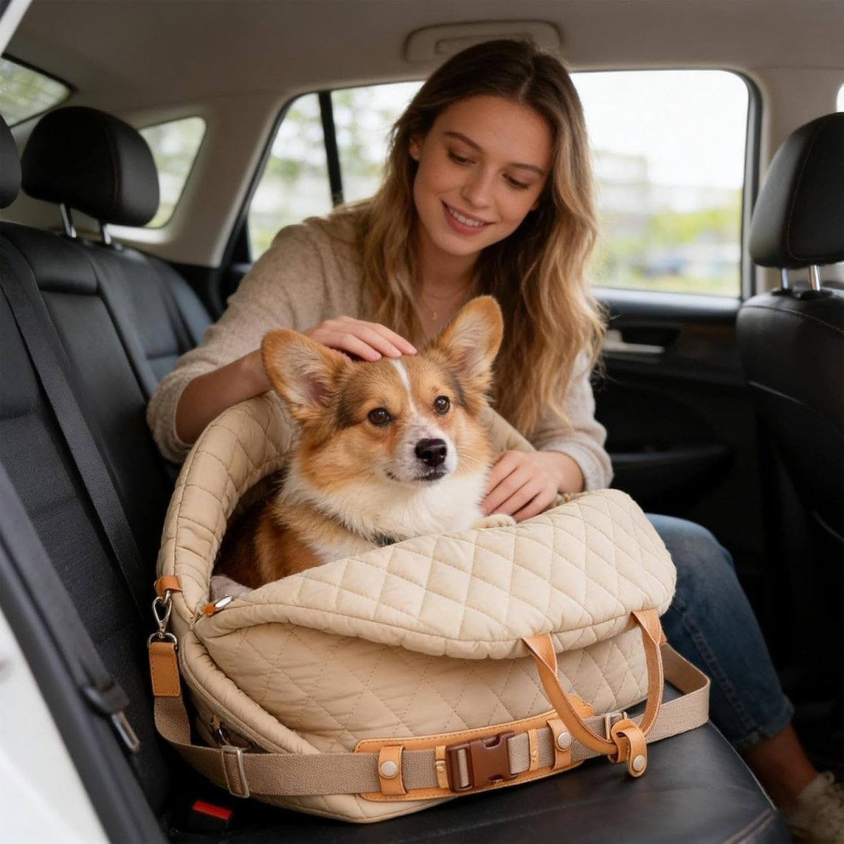 Dog Car Seat Booster Bed Pet Travel Carrier Safety Leash Waterproof - Kwikley