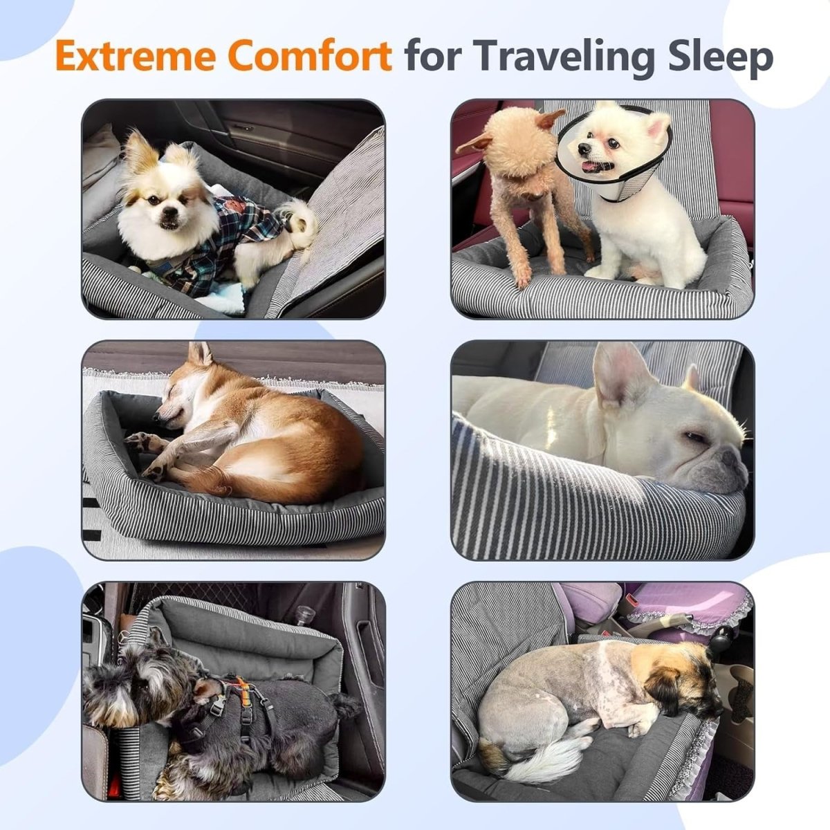 Dog Car Seat Booster Bed Soft Cushion Travel Carrier Safety Strap 25lb - Kwikley