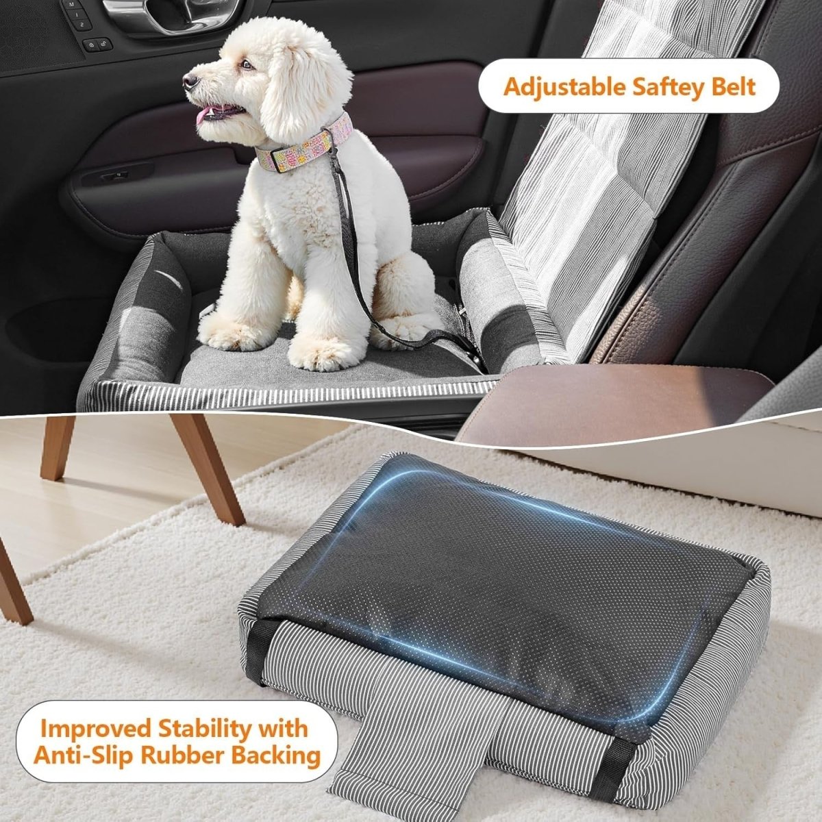 Dog Car Seat Booster Bed Soft Cushion Travel Pet Carrier 25lbs - Kwikley
