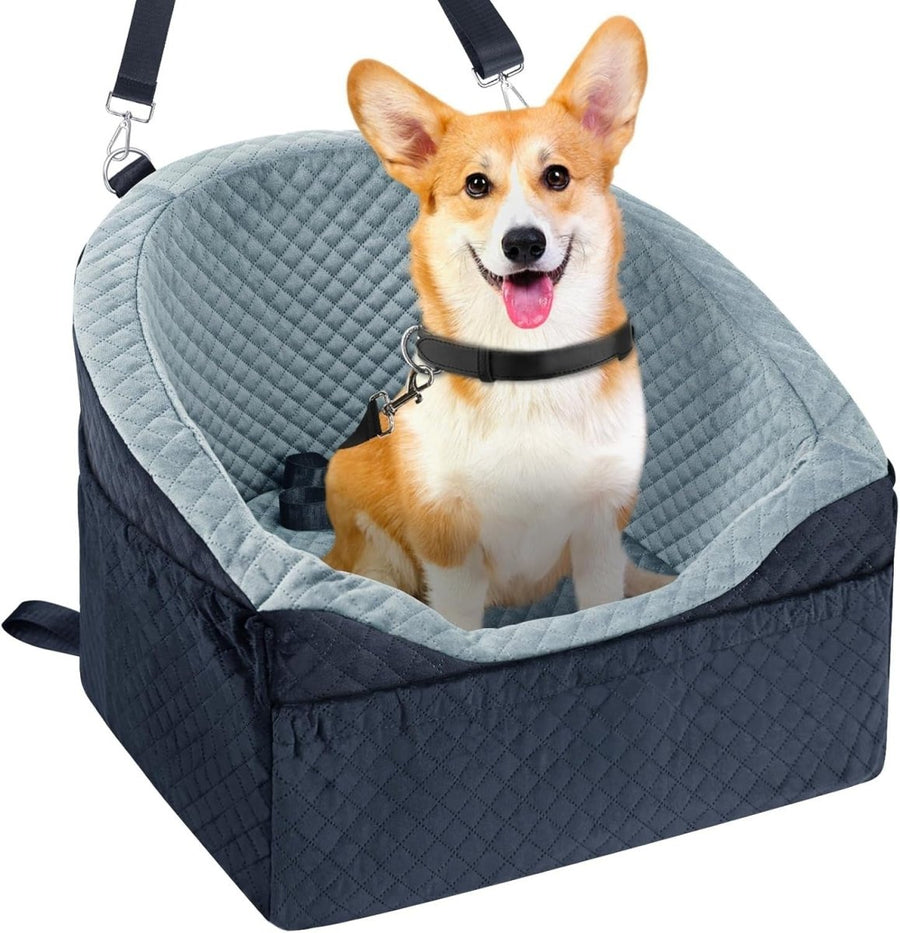 Dog Car Seat Booster Bed Travel Carrier Safety Leash Washable 30lbs - Kwikley