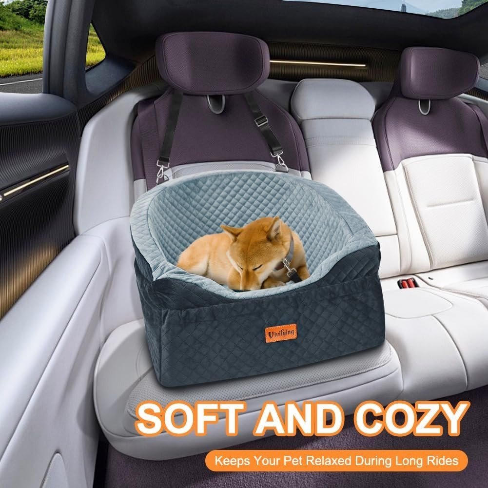 Dog Car Seat Booster Bed Travel Carrier Safety Leash Washable 30lbs - Kwikley