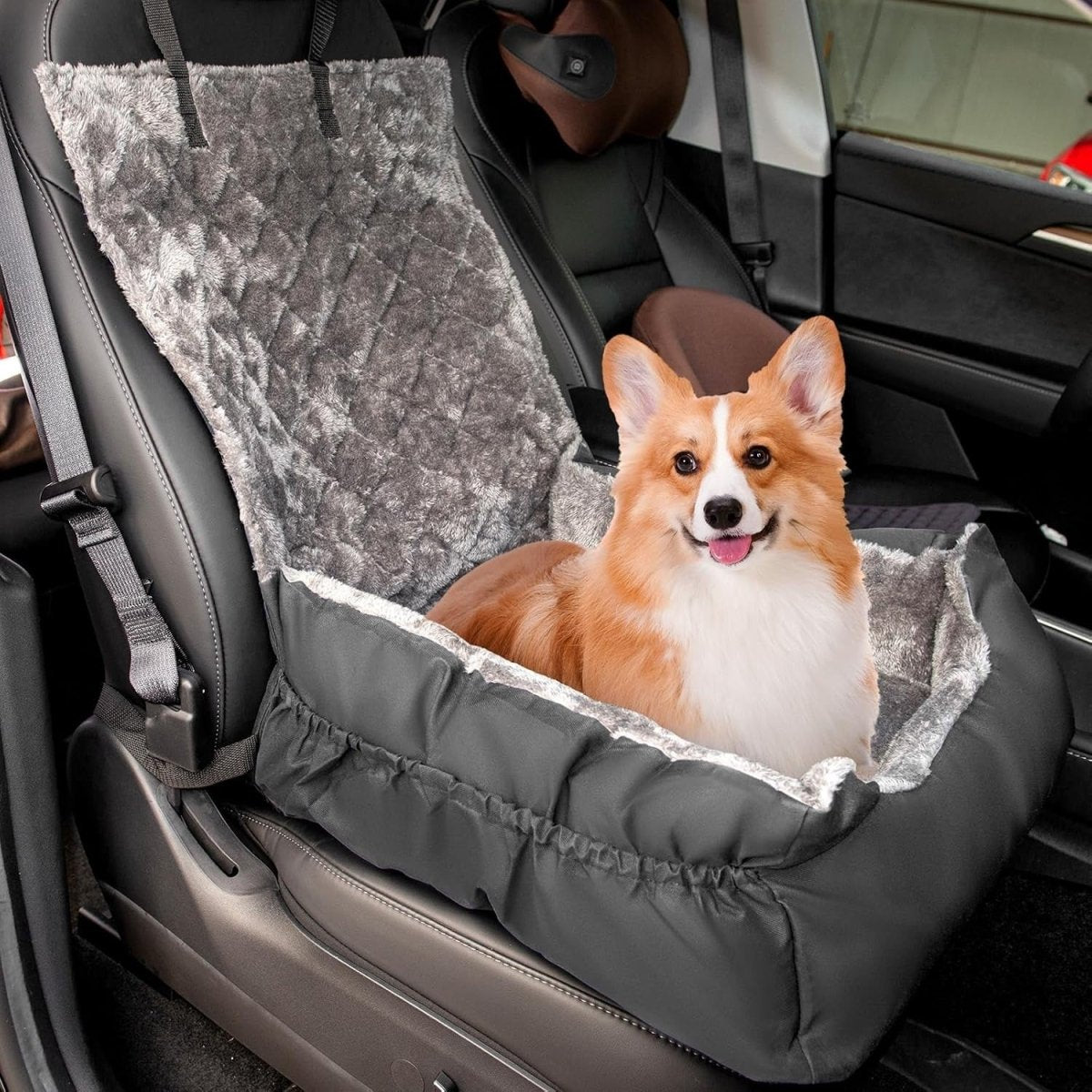 Dog Car Seat Booster Bed Travel Carrier Washable Safety Leash Black - Kwikley