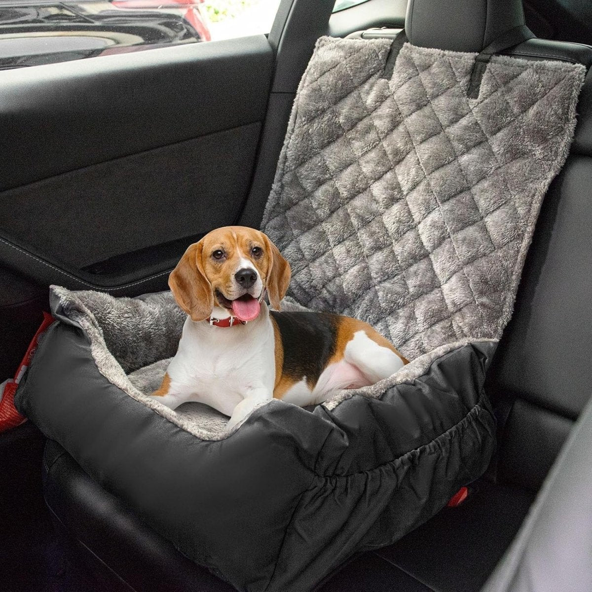 Dog Car Seat Booster Bed Travel Carrier Washable Safety Leash Black - Kwikley