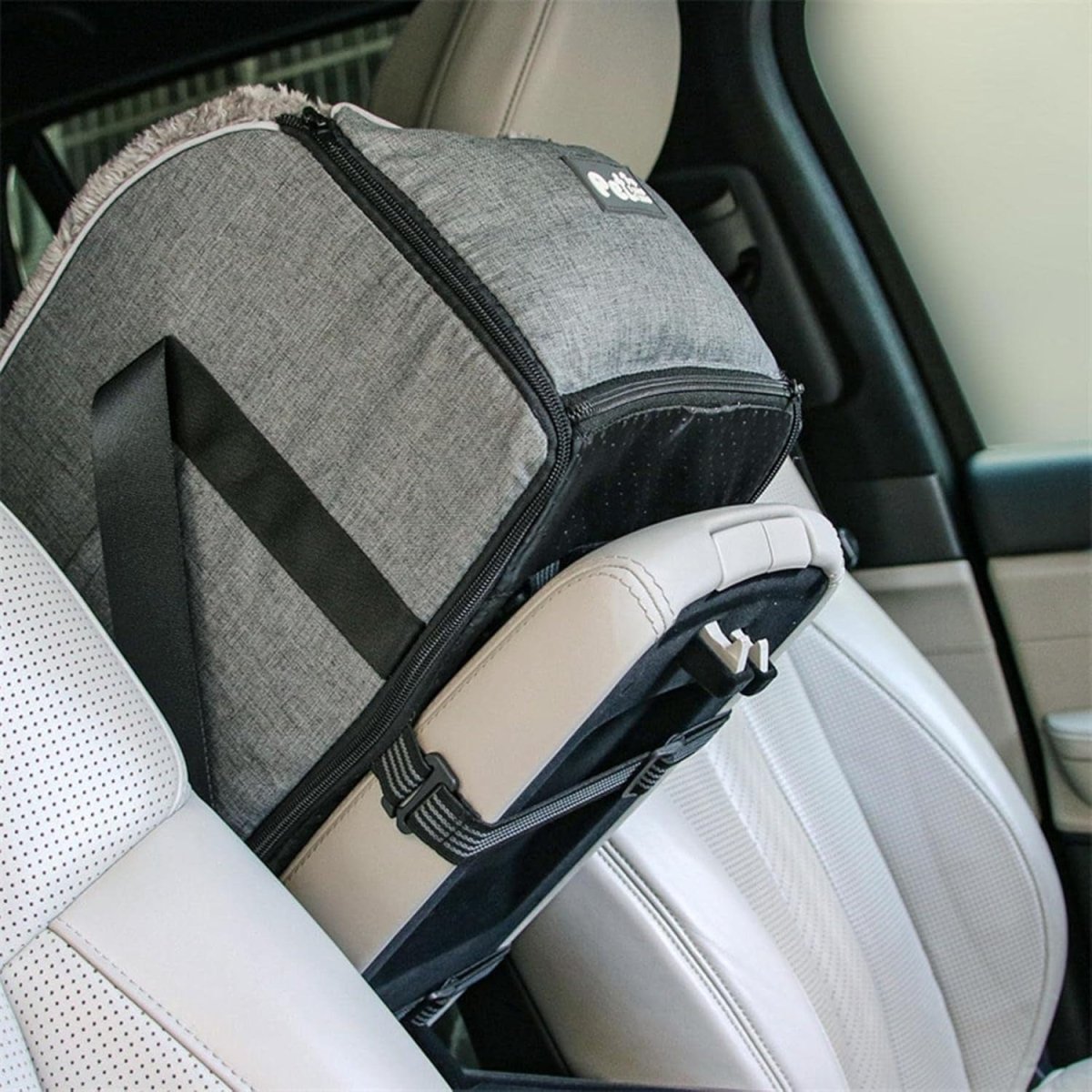 Dog Car Seat Booster Center Console Carrier Bed Washable Travel Bag Grey - Kwikley