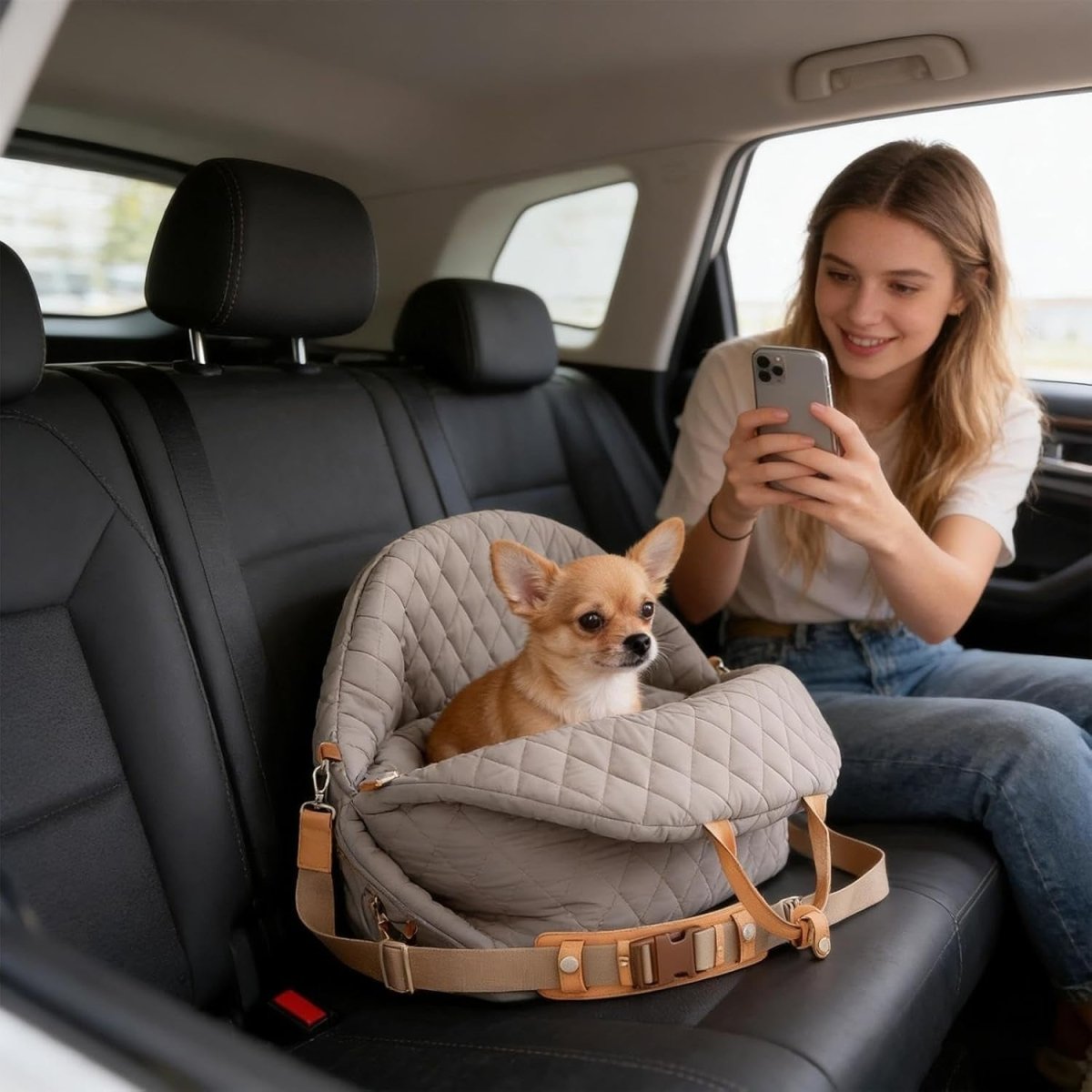 Dog Car Seat Booster Travel Carrier Waterproof Pet Bed w Handle - Kwikley