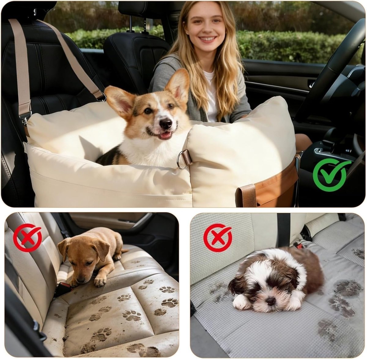 Dog Car Seat Booster Waterproof Pet Travel Bed Safety Leash 25lb - Kwikley