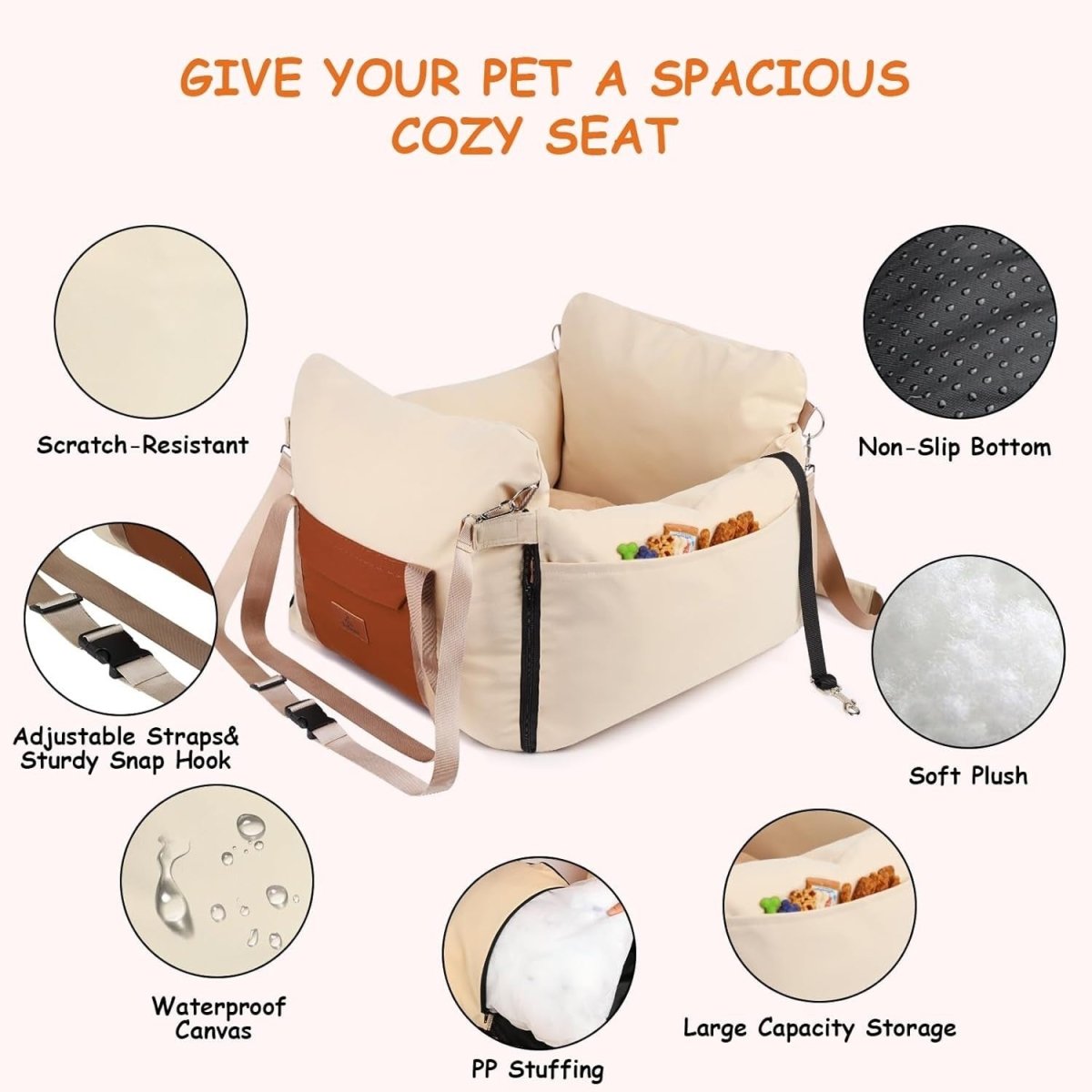 Dog Car Seat Booster Waterproof Pet Travel Bed Safety Leash 25lb - Kwikley
