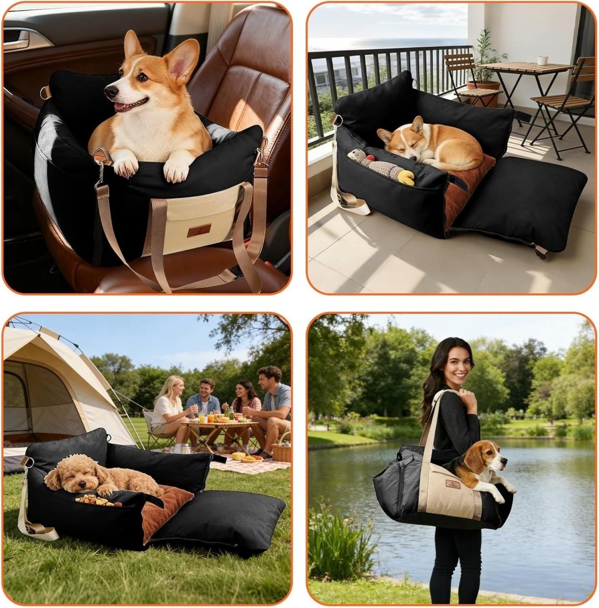 Dog Car Seat Booster Waterproof Pet Travel Bed Safety Leash 25lbs - Kwikley