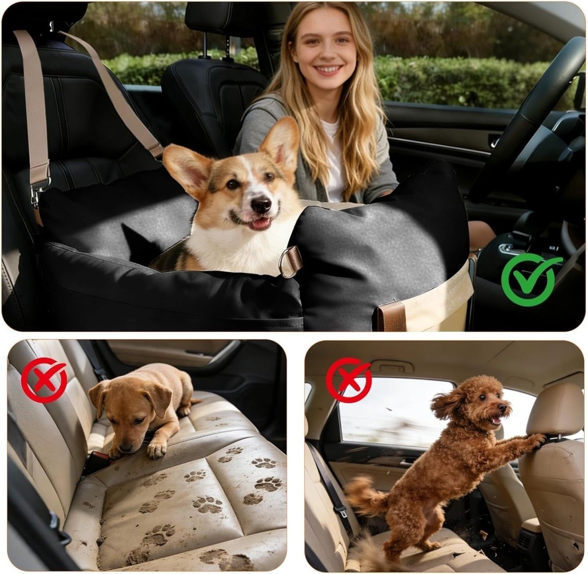 Dog Car Seat Booster Waterproof Pet Travel Bed Safety Leash 25lbs - Kwikley