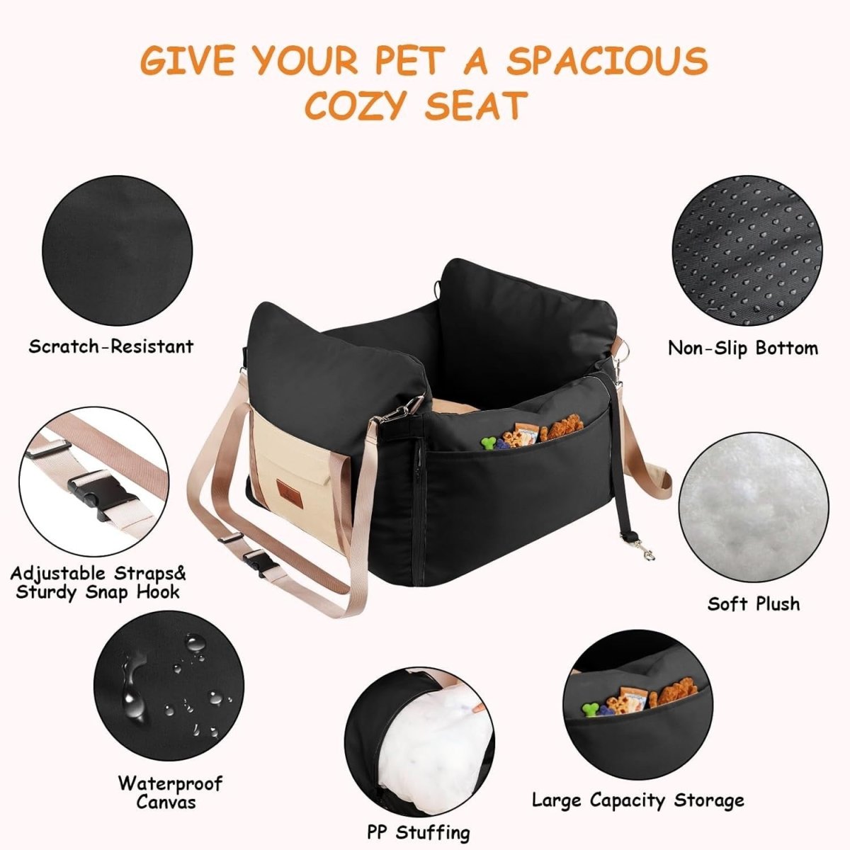 Dog Car Seat Booster Waterproof Pet Travel Bed Safety Leash 25lbs - Kwikley