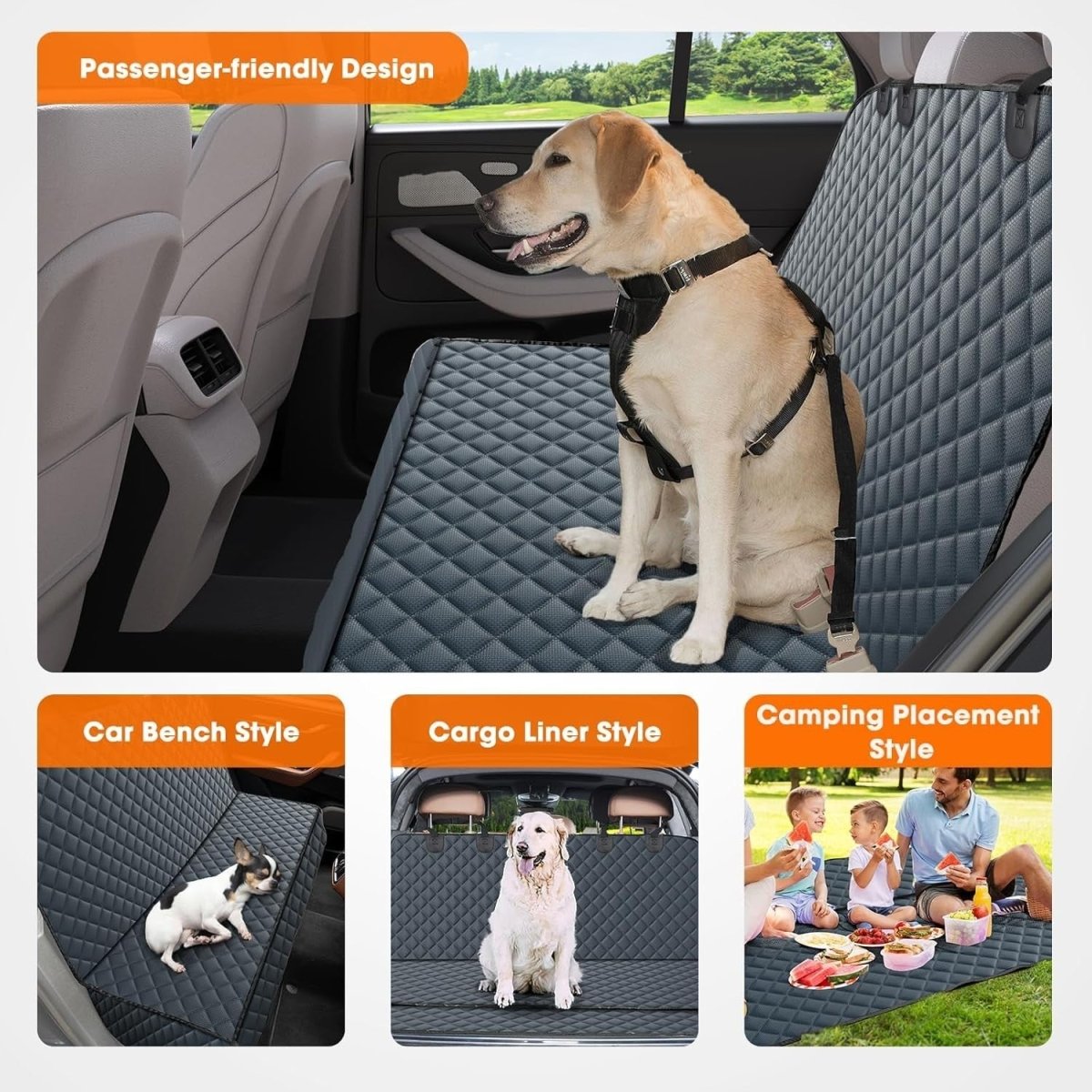 Dog Car Seat Cover Hammock Rear Protector Non Slip Scratch Proof - Kwikley