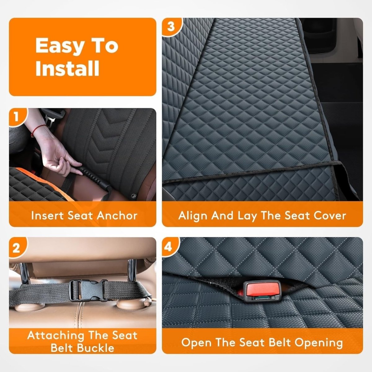 Dog Car Seat Cover Hammock Rear Protector Non Slip Scratch Proof - Kwikley