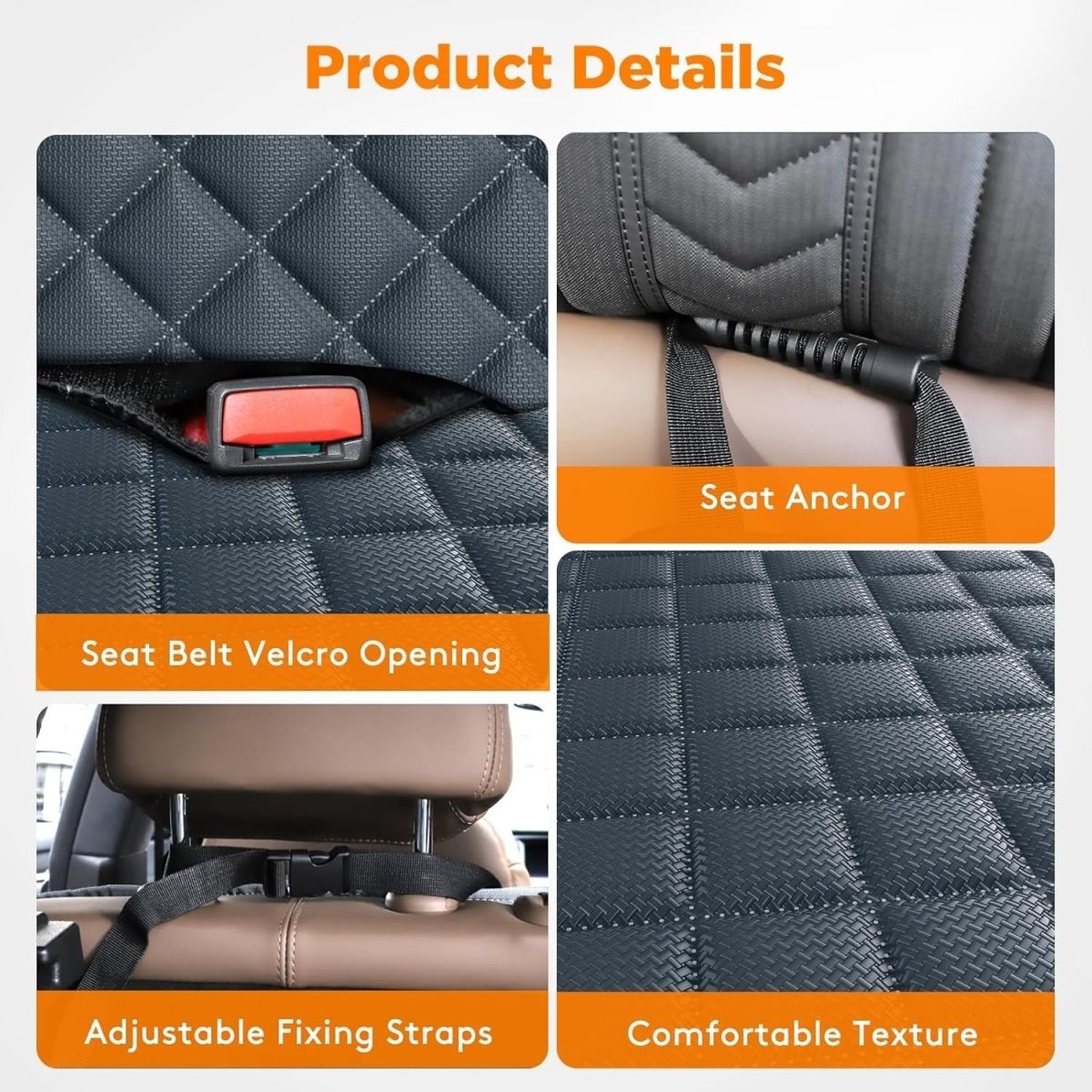 Dog Car Seat Cover Hammock Rear Protector Non Slip Scratch Proof - Kwikley