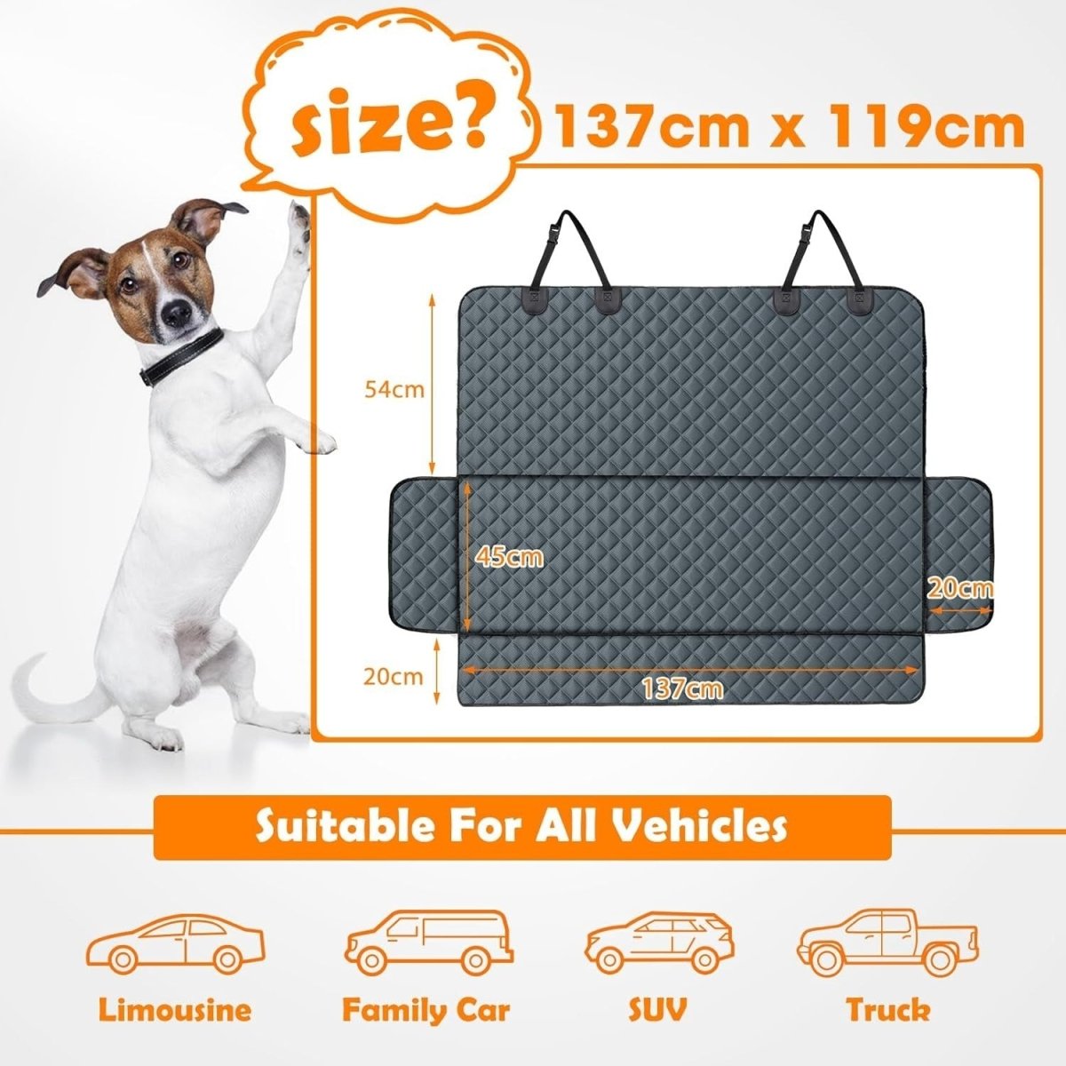 Dog Car Seat Cover Hammock Rear Protector Non Slip Scratch Proof - Kwikley