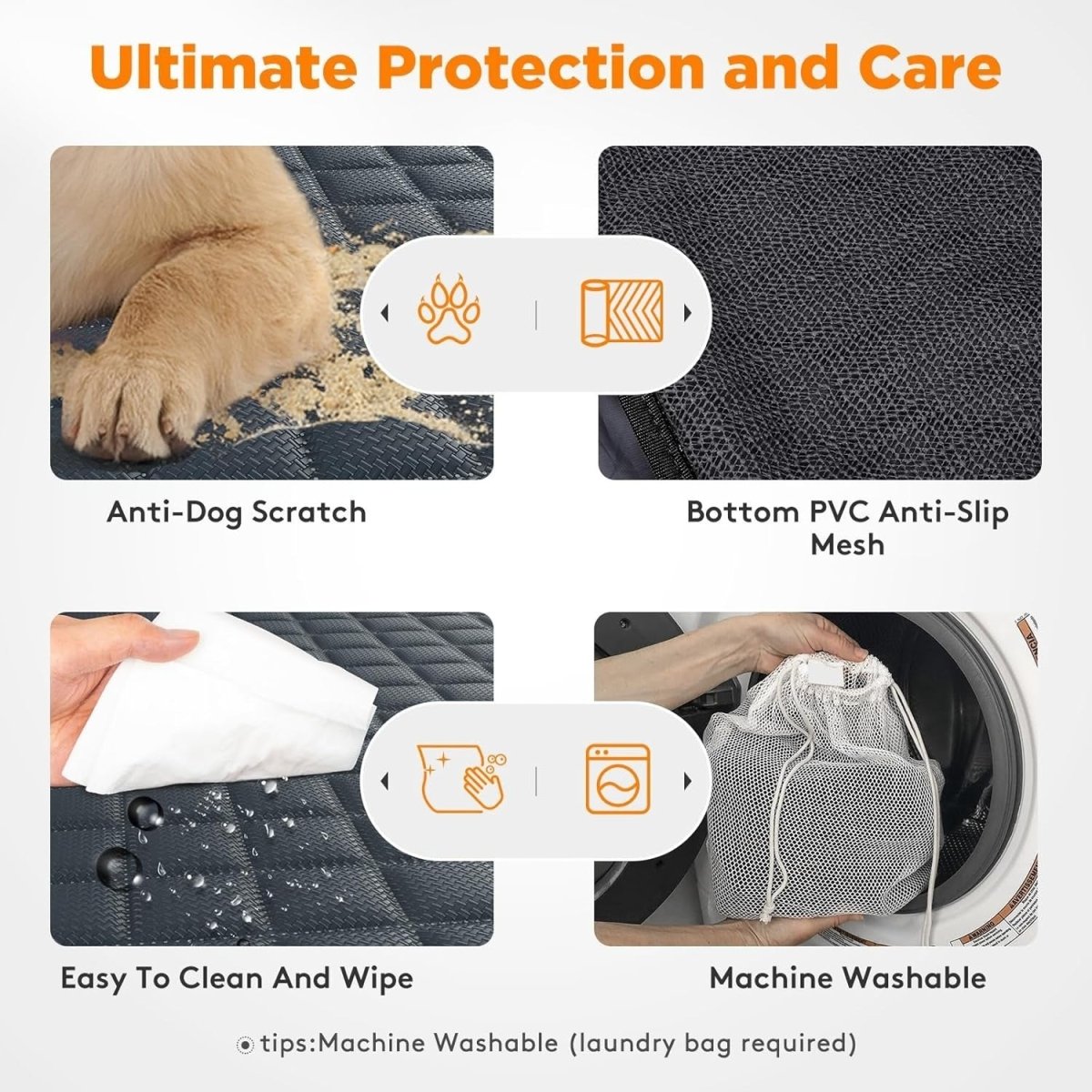 Dog Car Seat Cover Hammock Rear Protector Non Slip Scratch Proof - Kwikley
