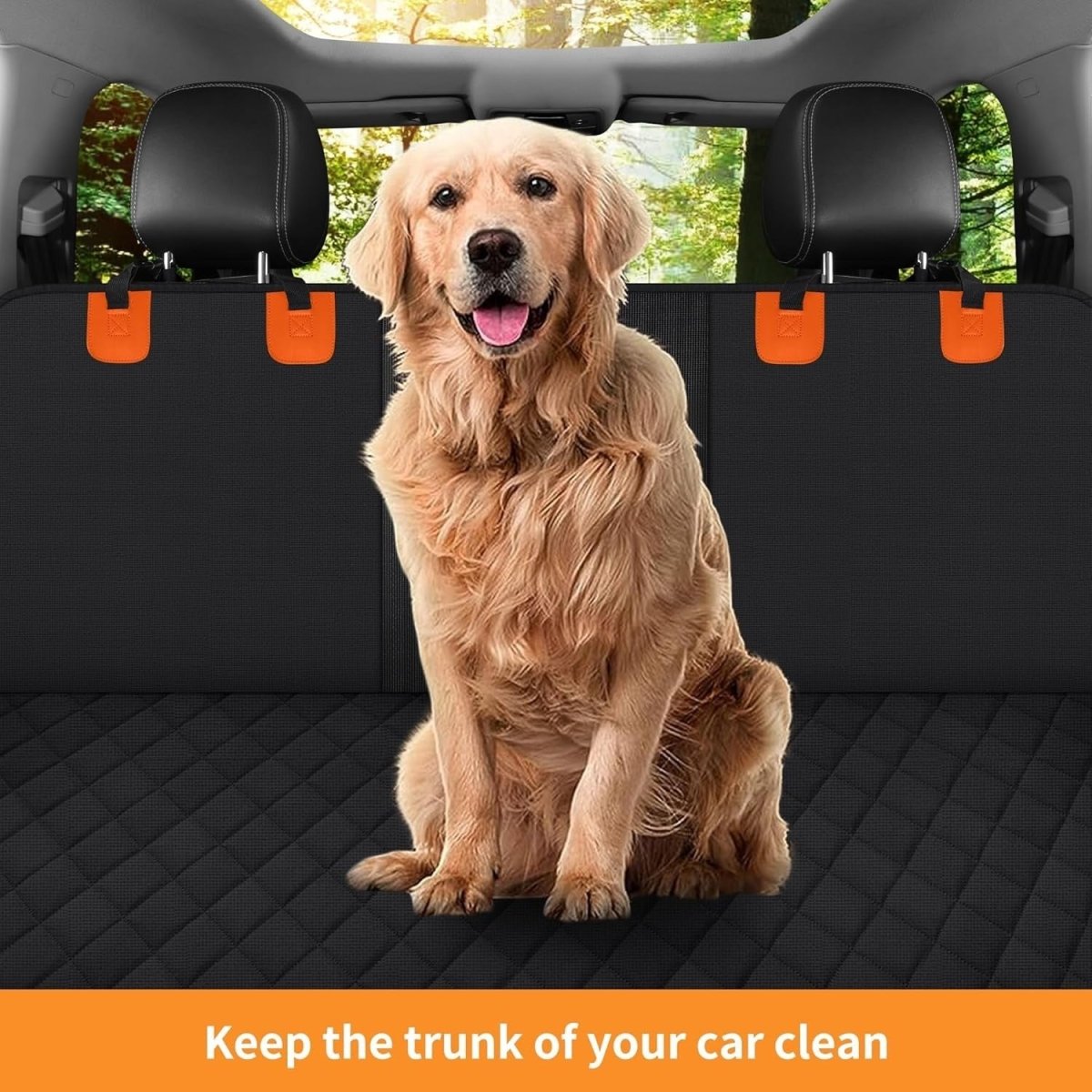Dog Car Seat Cover Hammock Waterproof Mesh Window Black Orange - Kwikley