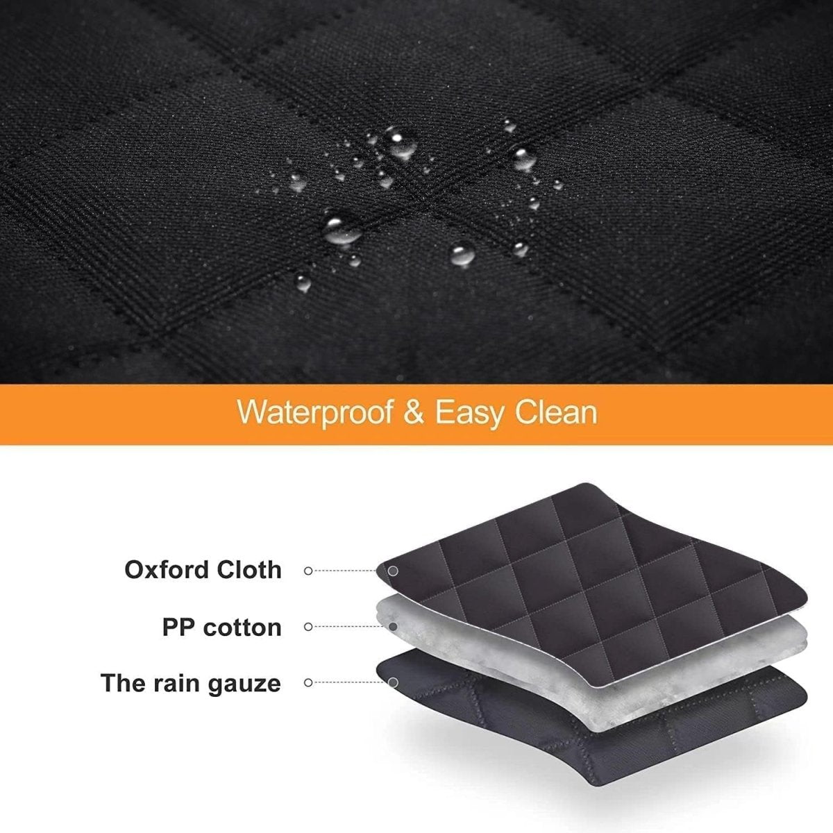 Dog Car Seat Cover Hammock Waterproof Mesh Window Black Orange - Kwikley