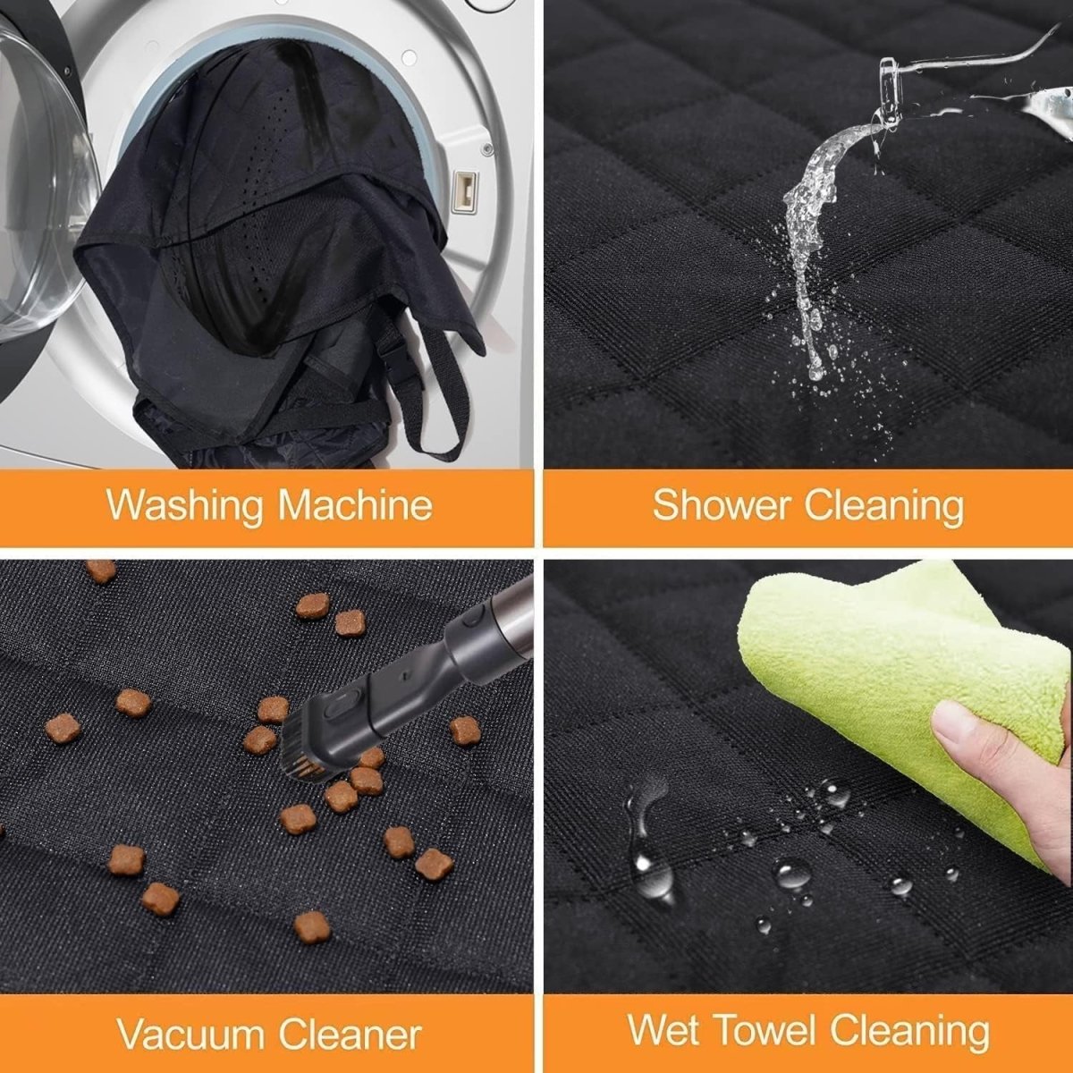 Dog Car Seat Cover Hammock Waterproof Mesh Window Black Orange - Kwikley