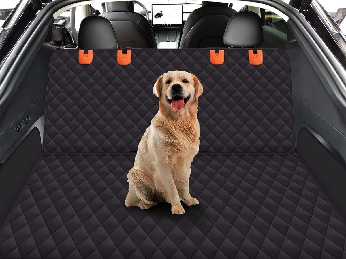 Dog Car Seat Cover Hammock Waterproof Mesh Window Black Orange - Kwikley