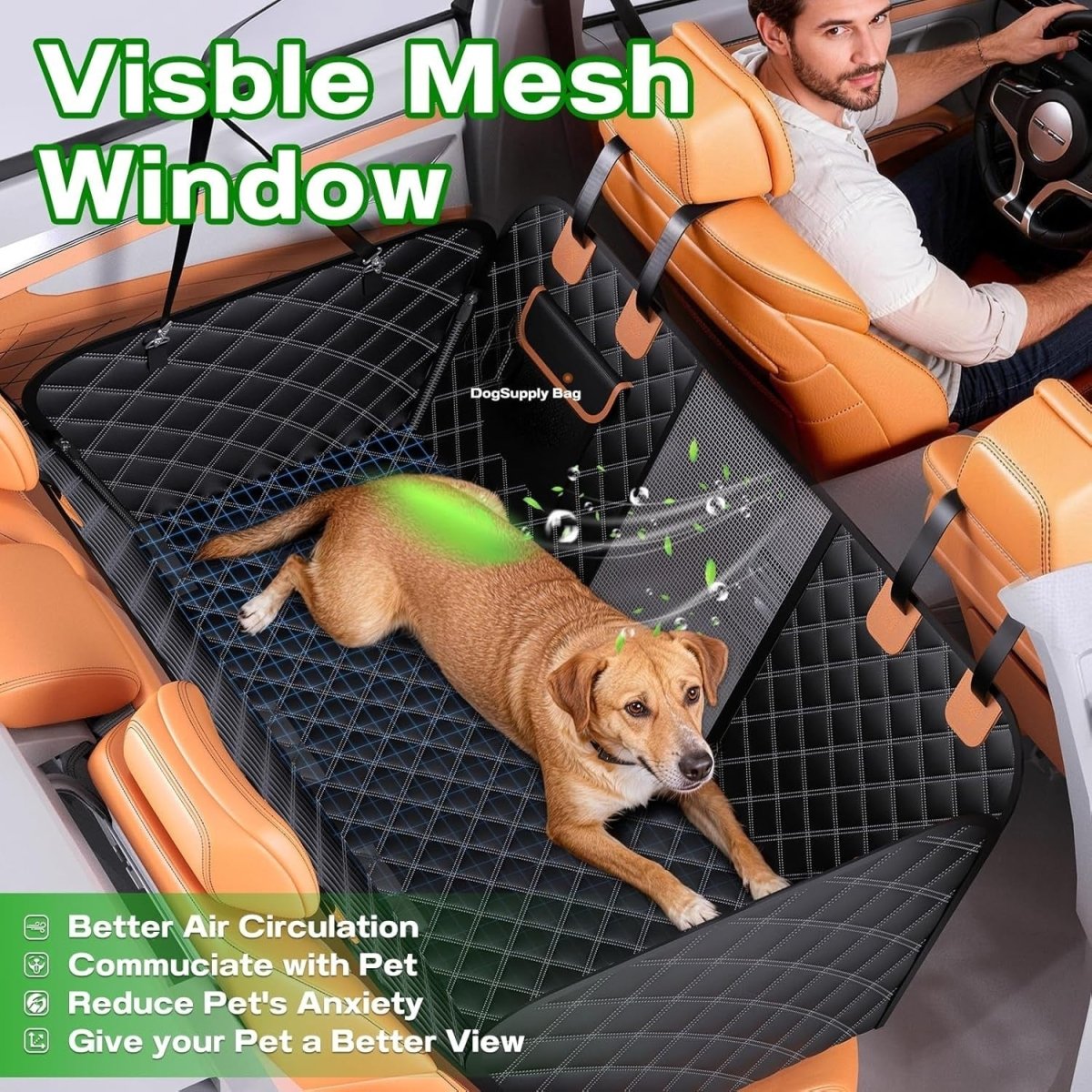 Dog Car Seat Cover Hammock Waterproof Mesh Window Rear Protector 147cm - Kwikley