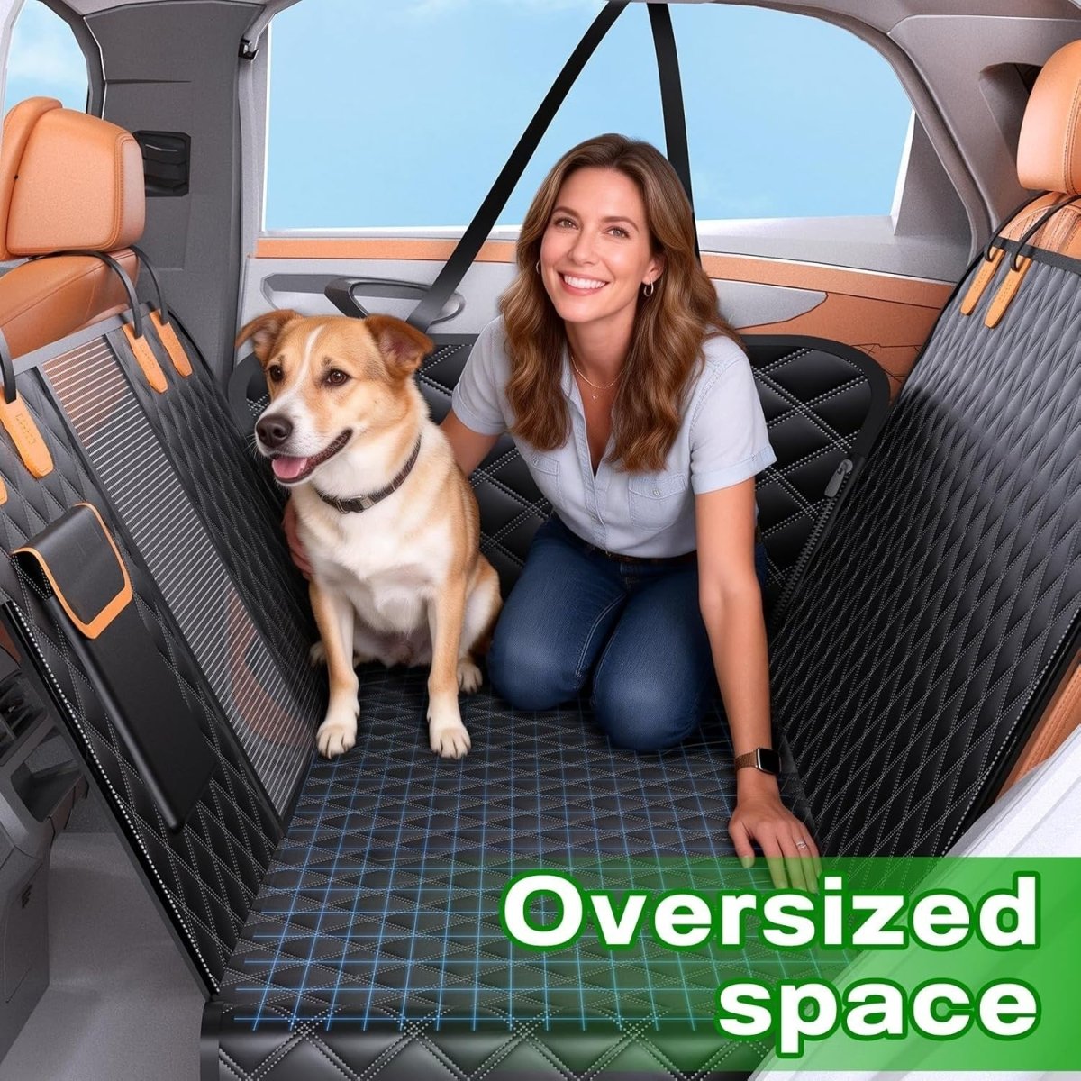Dog Car Seat Cover Hammock Waterproof Mesh Window Rear Protector 147cm - Kwikley