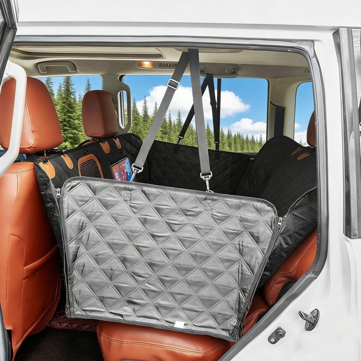 Dog Car Seat Cover Hammock Waterproof Rear Protector 137x147cm Black - Kwikley