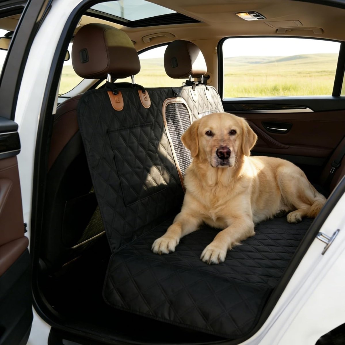 Dog Car Seat Cover Hammock Waterproof Rear Protector Mesh Window 147cm - Kwikley