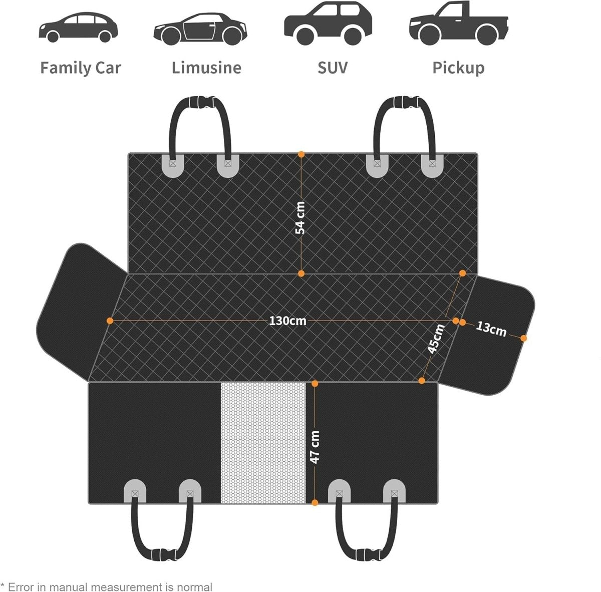 Dog Car Seat Cover Hammock Waterproof Rear Seat Protector Mesh Window - Kwikley