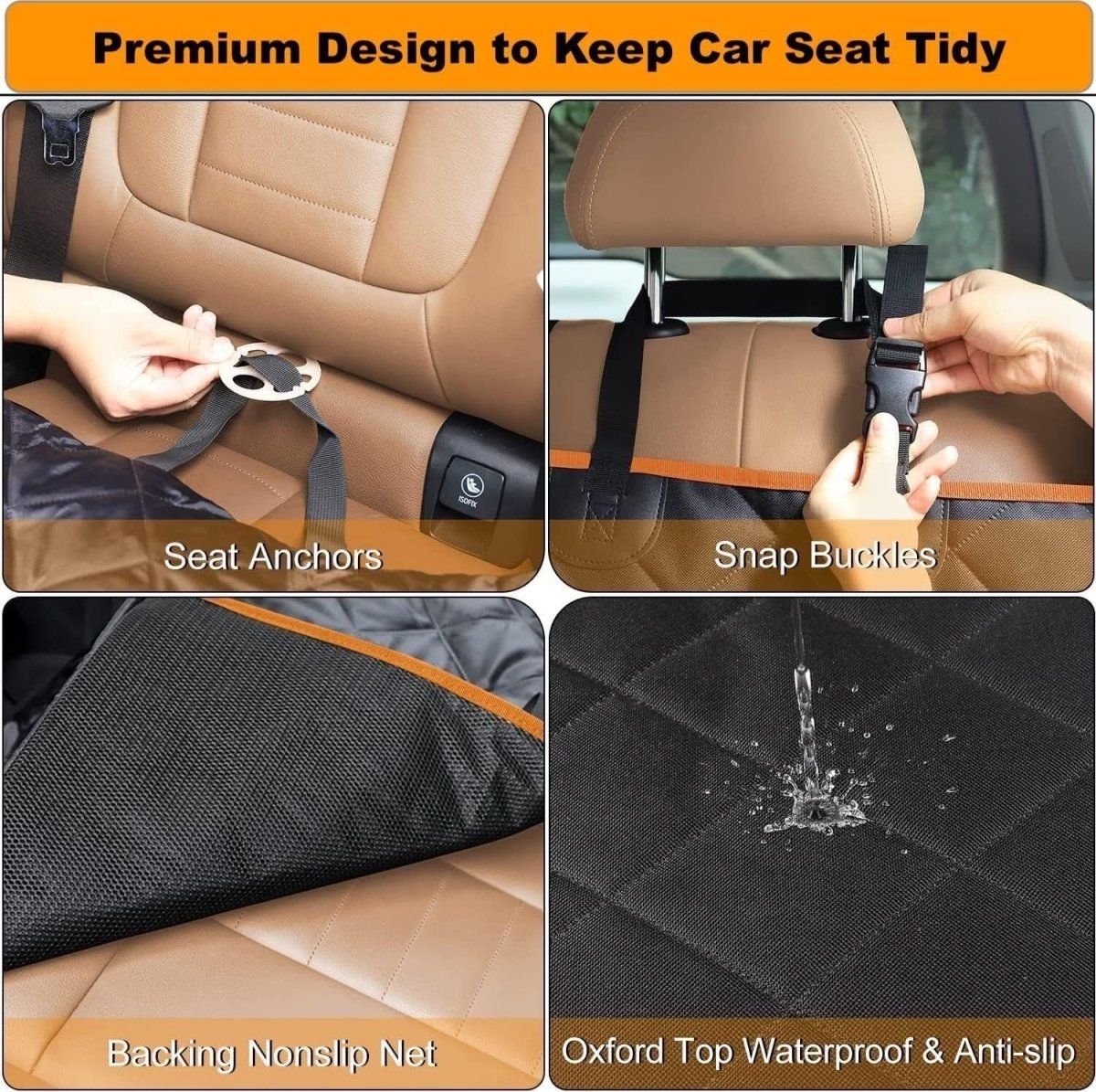 Dog Car Seat Cover Hammock Waterproof Rear Seat Protector Non Slip Heavy Duty - Kwikley
