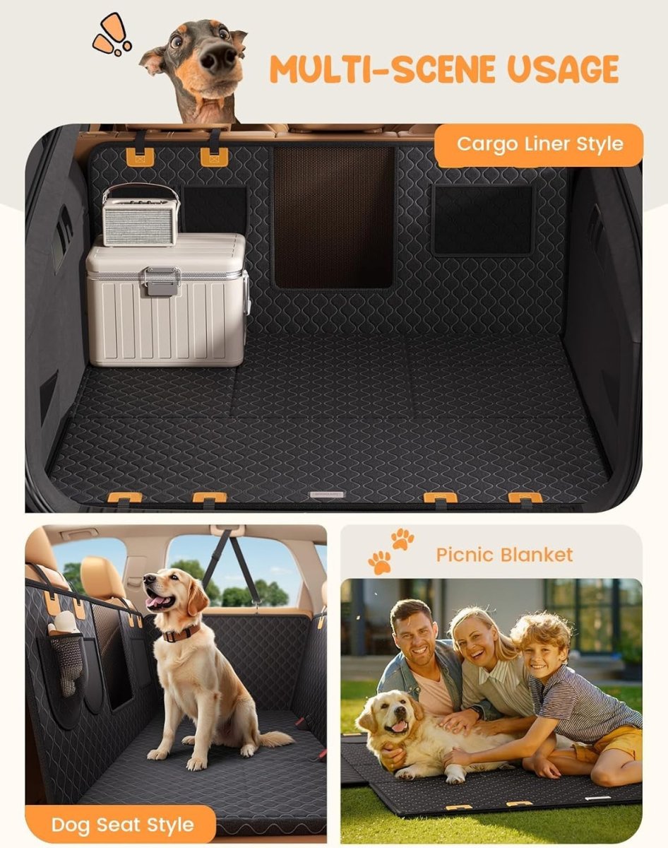 Dog Car Seat Cover Hard Bottom Hammock Waterproof SUV Truck Protector - Kwikley