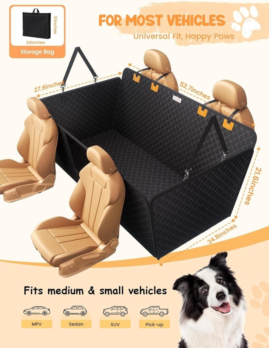 Dog Car Seat Cover Hard Bottom Hammock Waterproof SUV Truck Protector - Kwikley