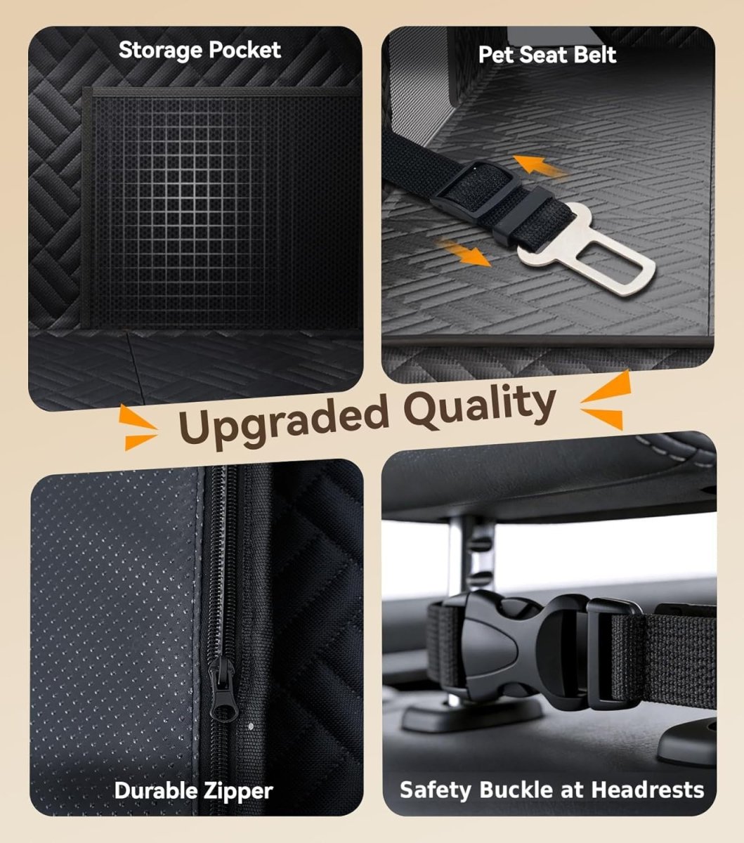 Dog Car Seat Extender Hard Bottom Hammock Waterproof 400lb Rear - Kwikley