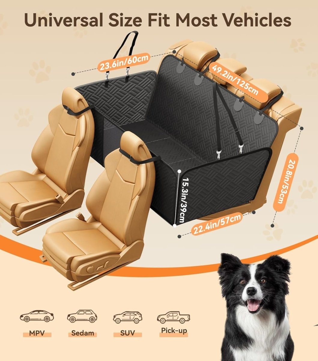 Dog Car Seat Extender Hard Bottom Hammock Waterproof 400lb Rear - Kwikley