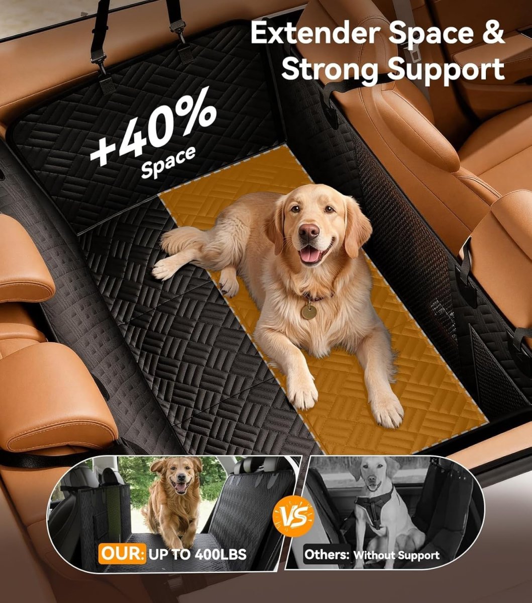Dog Car Seat Extender Hard Bottom Hammock Waterproof 400lb Rear - Kwikley