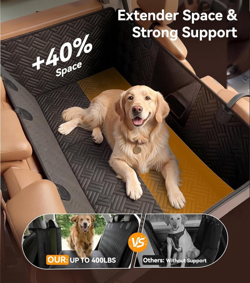 Dog Car Seat Extender Hard Bottom Hammock Waterproof 400lb Support - Kwikley