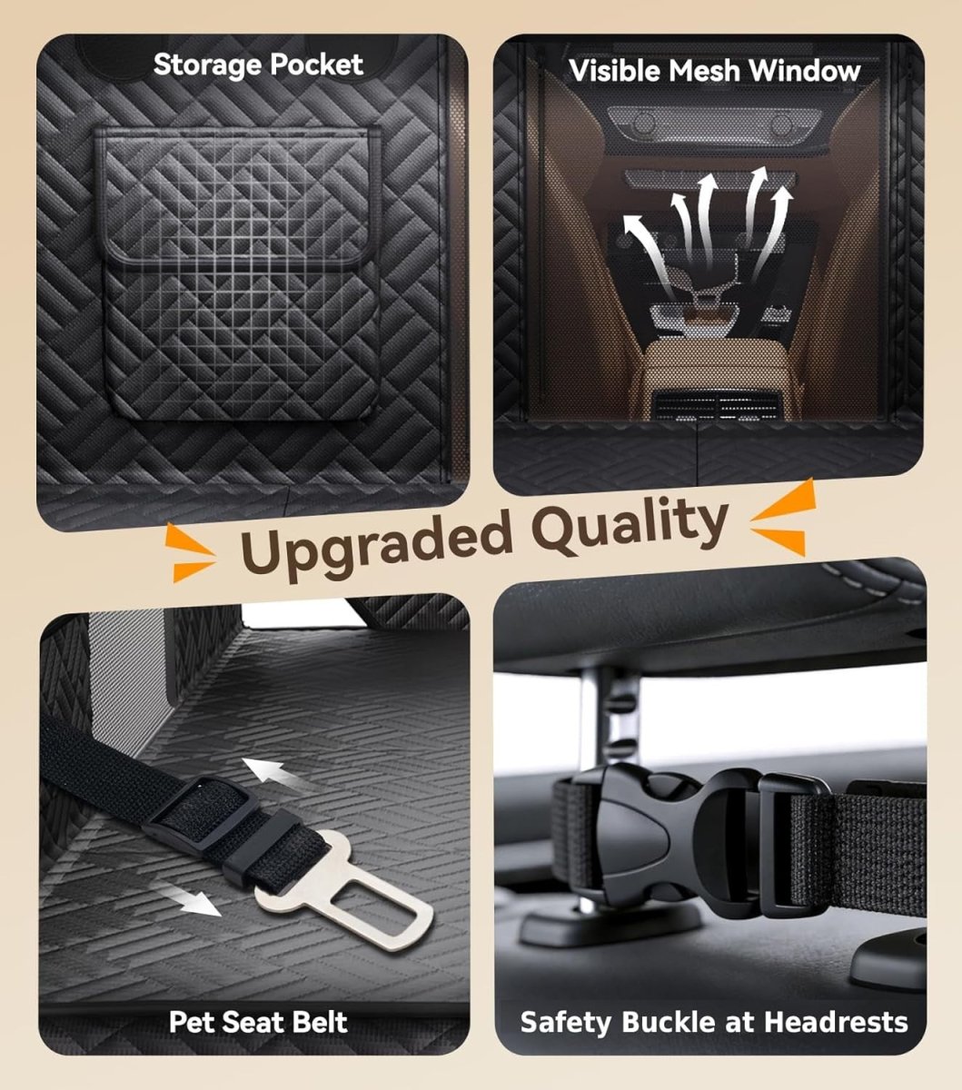 Dog Car Seat Extender Hard Bottom Hammock Waterproof 400lb Support - Kwikley