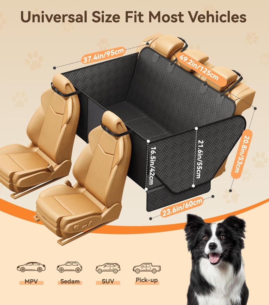 Dog Car Seat Extender Hard Bottom Hammock Waterproof 400lb Support - Kwikley