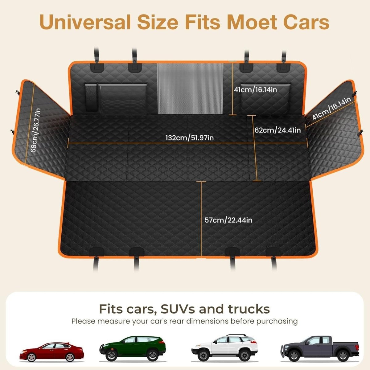 Dog Car Seat Extender Hard Bottom Waterproof Hammock 150kg Load - Kwikley