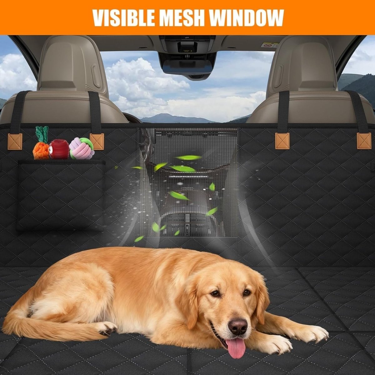 Dog Car Seat Extender Hard Bottom Waterproof Hammock 300lb Load - Kwikley