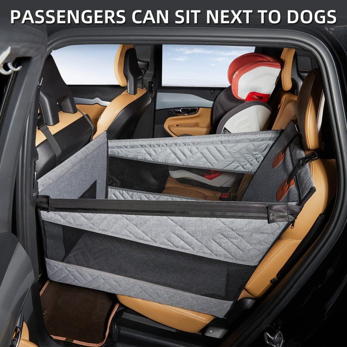 Dog Car Seat Rear Seat Cover Extendable Platform Pet Bed 15kg Grey - Kwikley