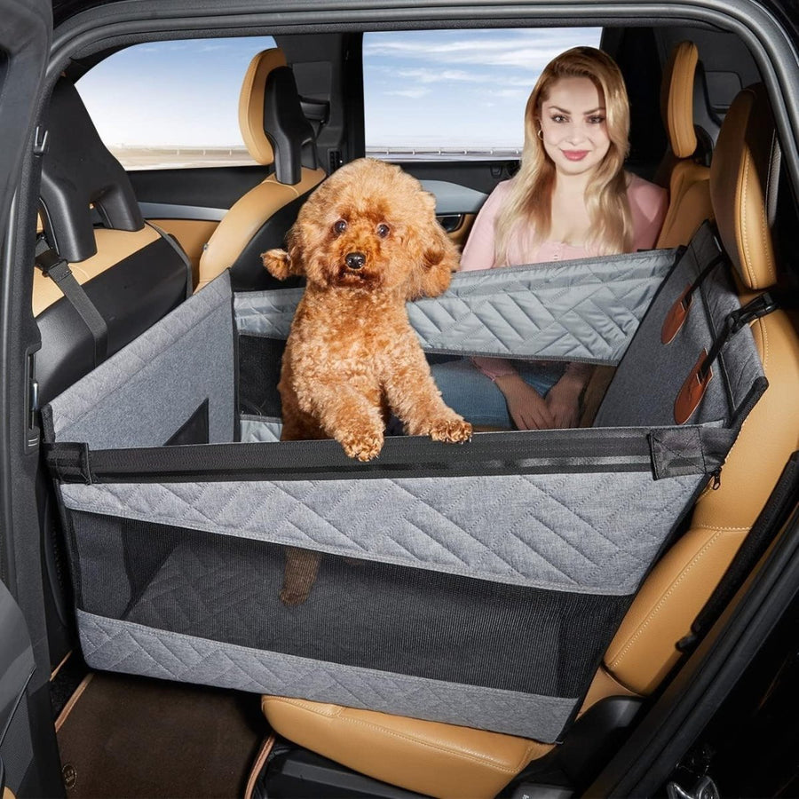 Dog Car Seat Rear Seat Cover Extendable Platform Pet Bed 15kg Grey - Kwikley