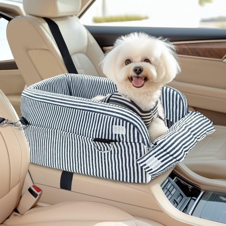 Dog Car Seat Small Dog Booster Console Seat Safety Belt Storage Pocket - Kwikley