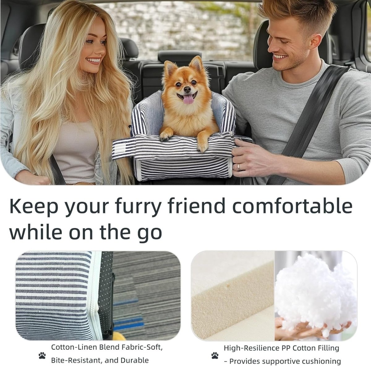 Dog Car Seat Small Dog Booster Console Seat Safety Belt Storage Pocket - Kwikley