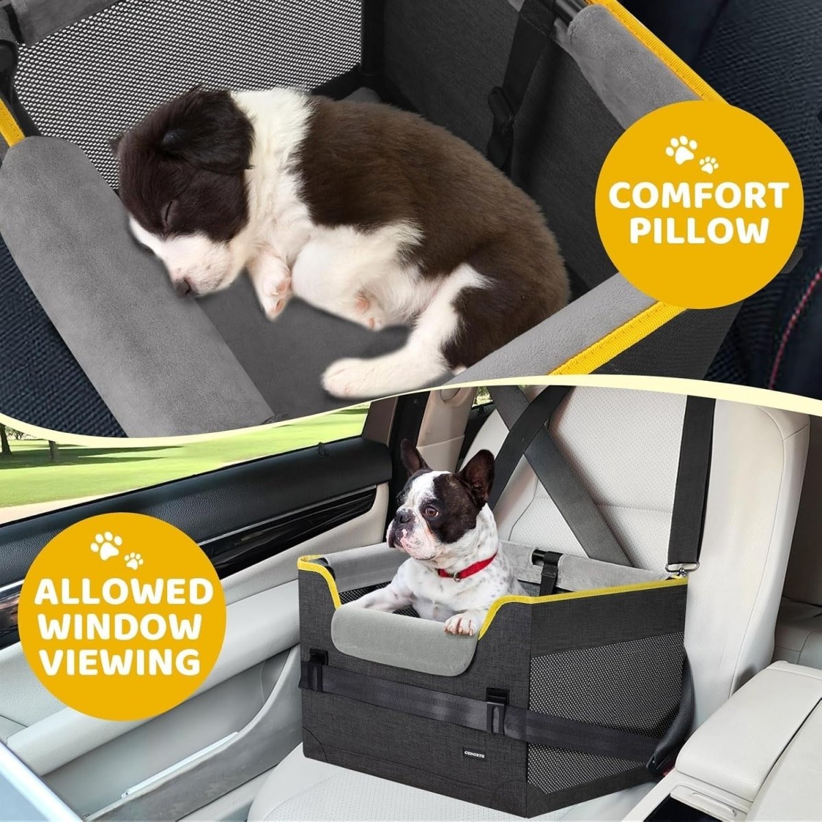 Dog Car Seat Small Dogs Booster Seat Safety Leash Washable Cushion - Kwikley