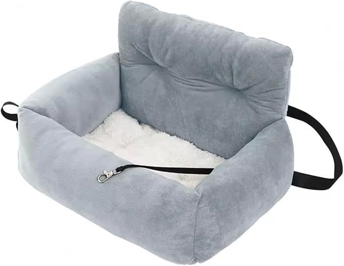 Dog Car Seat Small Dogs Cats Plush Booster Bed Safety Leash Travel - Kwikley