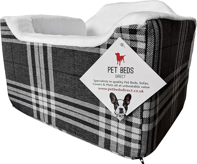 Dog Car Seat Travel Basket Safety Harness Pet Bed Medium Charcoal - Kwikley