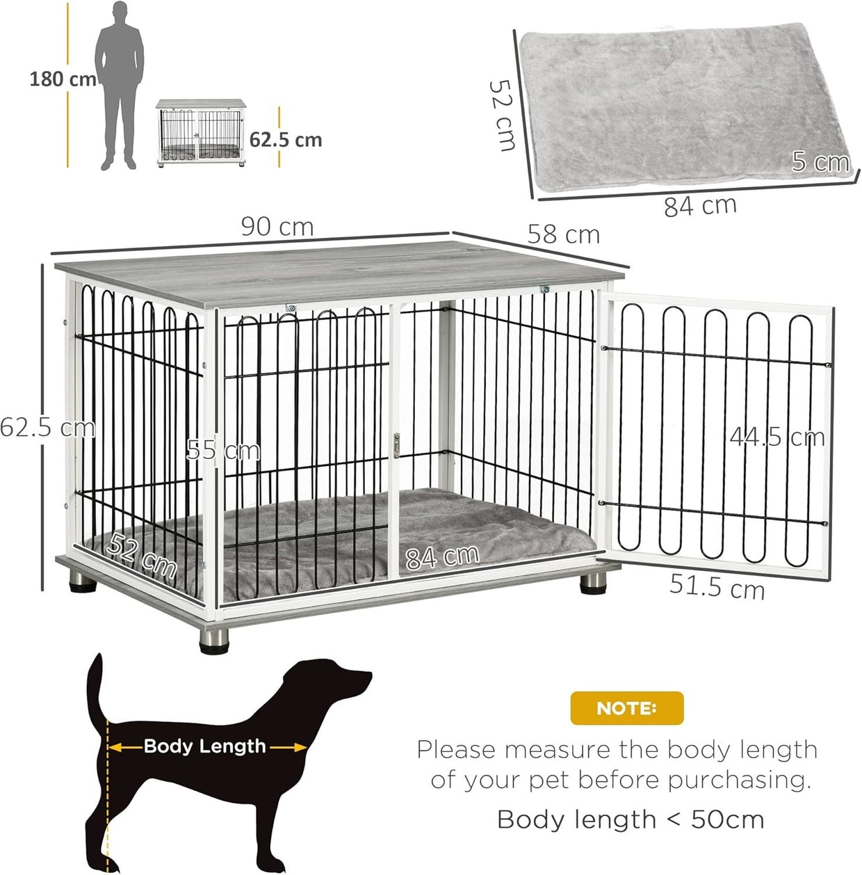 Dog Crate Furniture with Cushion | Indoor Kennel Table for Small & Medium Pets - Kwikley
