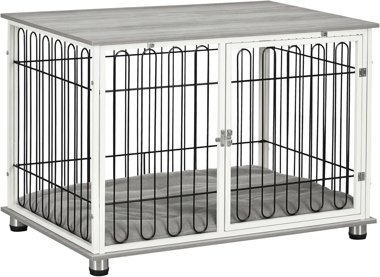 Dog Crate Furniture with Cushion | Indoor Kennel Table for Small & Medium Pets - Kwikley