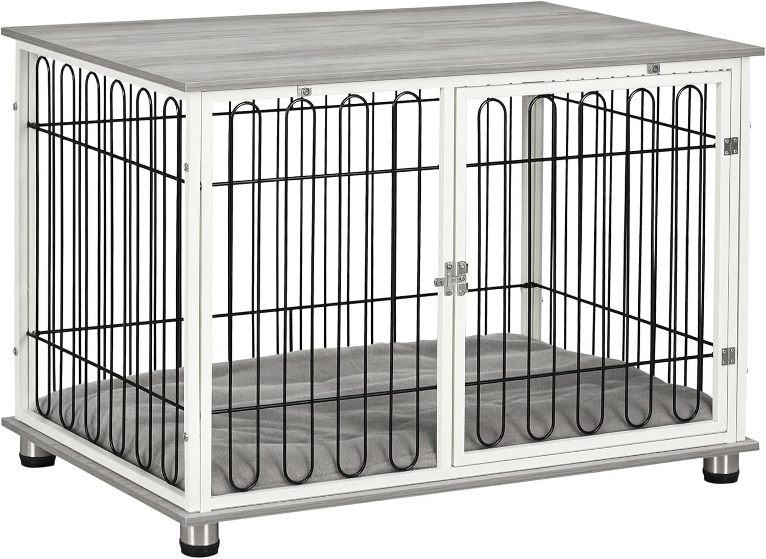 Dog Crate Furniture with Cushion | Indoor Kennel Table for Small & Medium Pets - Kwikley